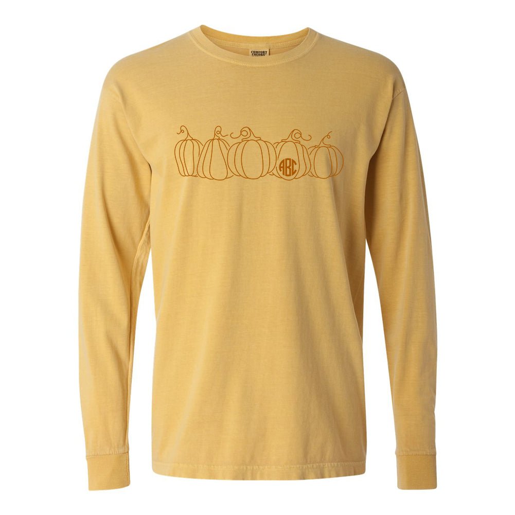 Monogrammed 'Pumpkin Sketch' Long Sleeve T-Shirt - United Monograms