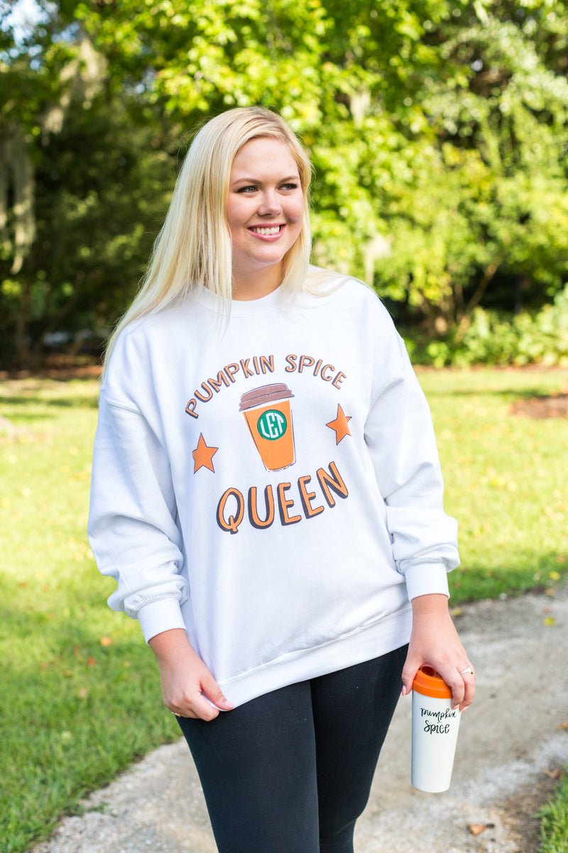 Monogrammed 'Pumpkin Spice Queen' Crewneck Sweatshirt - United Monograms