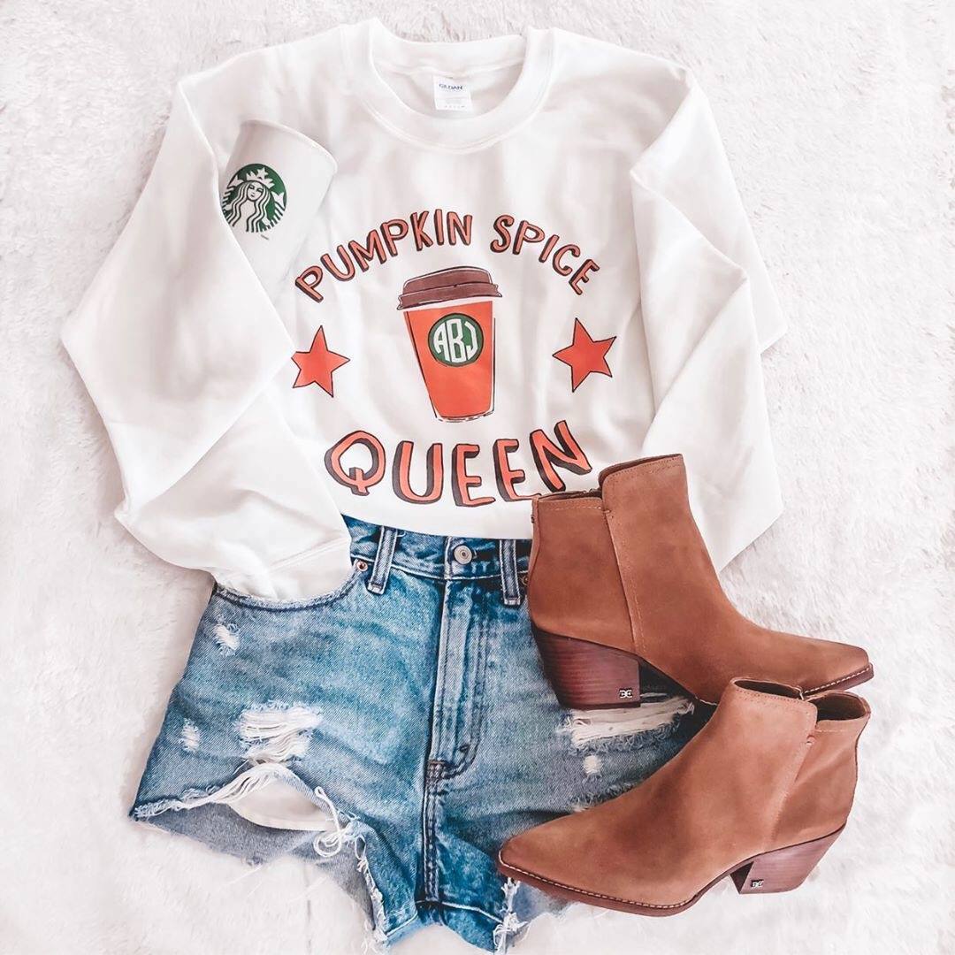 Monogrammed 'Pumpkin Spice Queen' Crewneck Sweatshirt - United Monograms