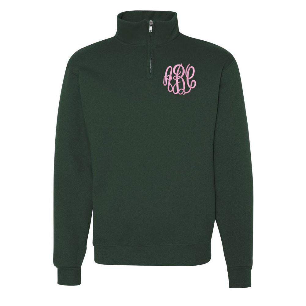 Monogrammed half zip pullover sweatshirt online