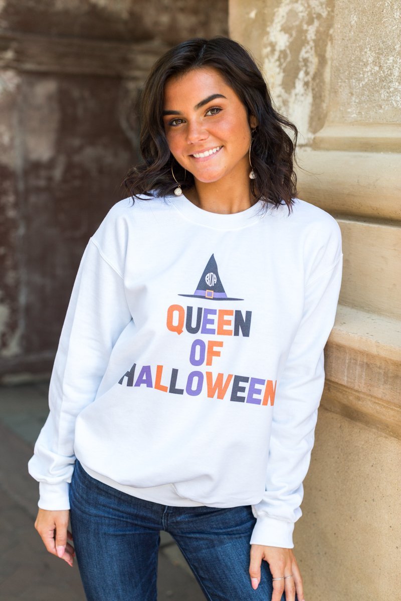 Monogrammed 'Queen of Halloween' Crewneck Sweatshirt - United Monograms