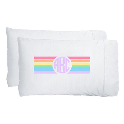 Monogrammed 'Rainbow Striped' Pillowcase Set - United Monograms