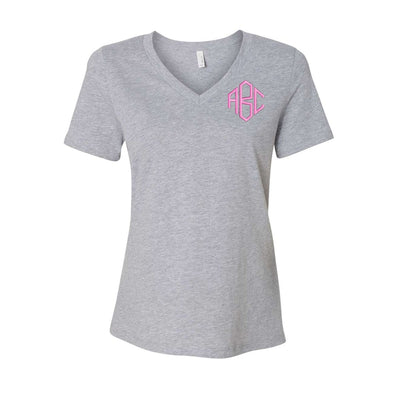 Monogrammed Relaxed V-Neck T-Shirt - United Monograms