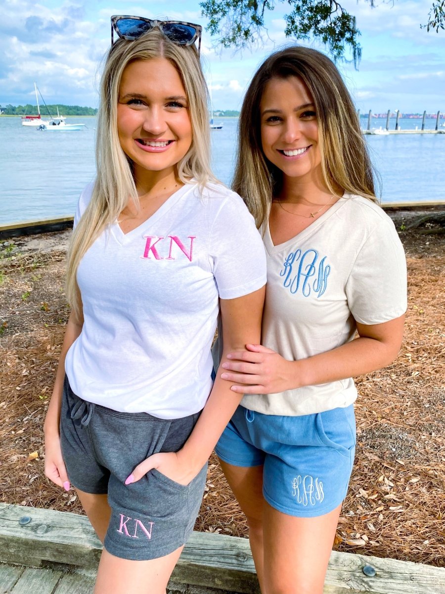 Monogrammed Relaxed V-Neck T-Shirt - United Monograms