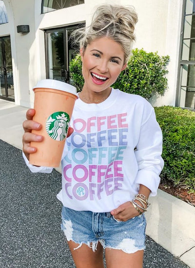 Monogrammed 'Retro Coffee' Crewneck Sweatshirt - United Monograms