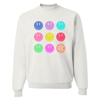 Monogrammed 'Retro Smileys' Crewneck Sweatshirt - United Monograms