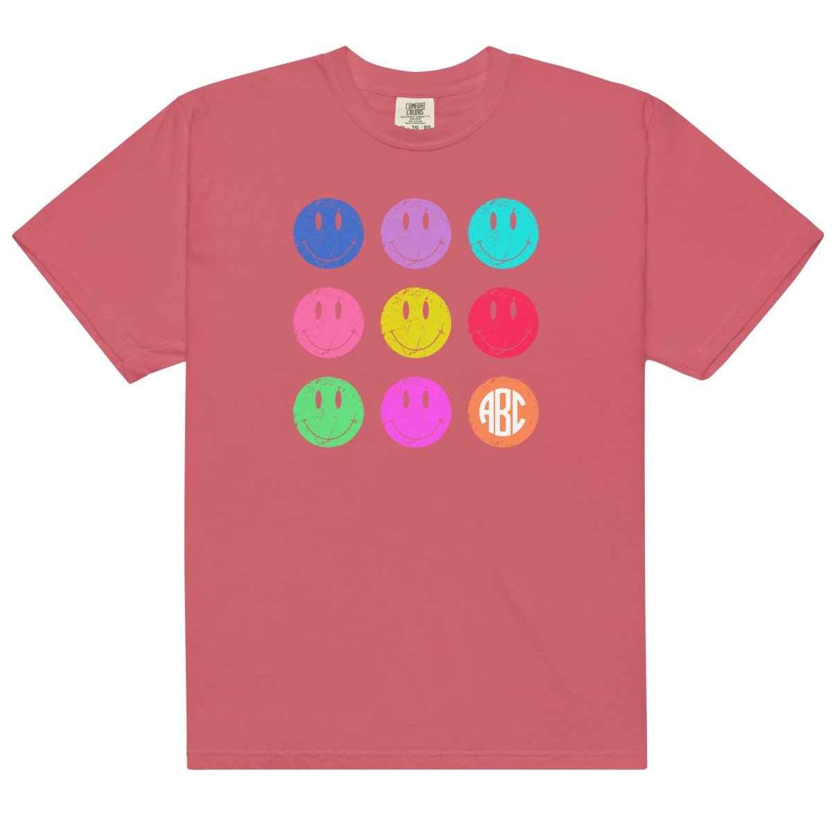 Monogrammed 'Retro Smileys' T-Shirt - United Monograms