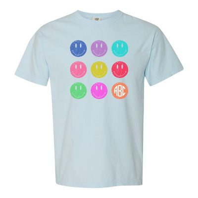 Monogrammed 'Retro Smileys' T-Shirt - United Monograms