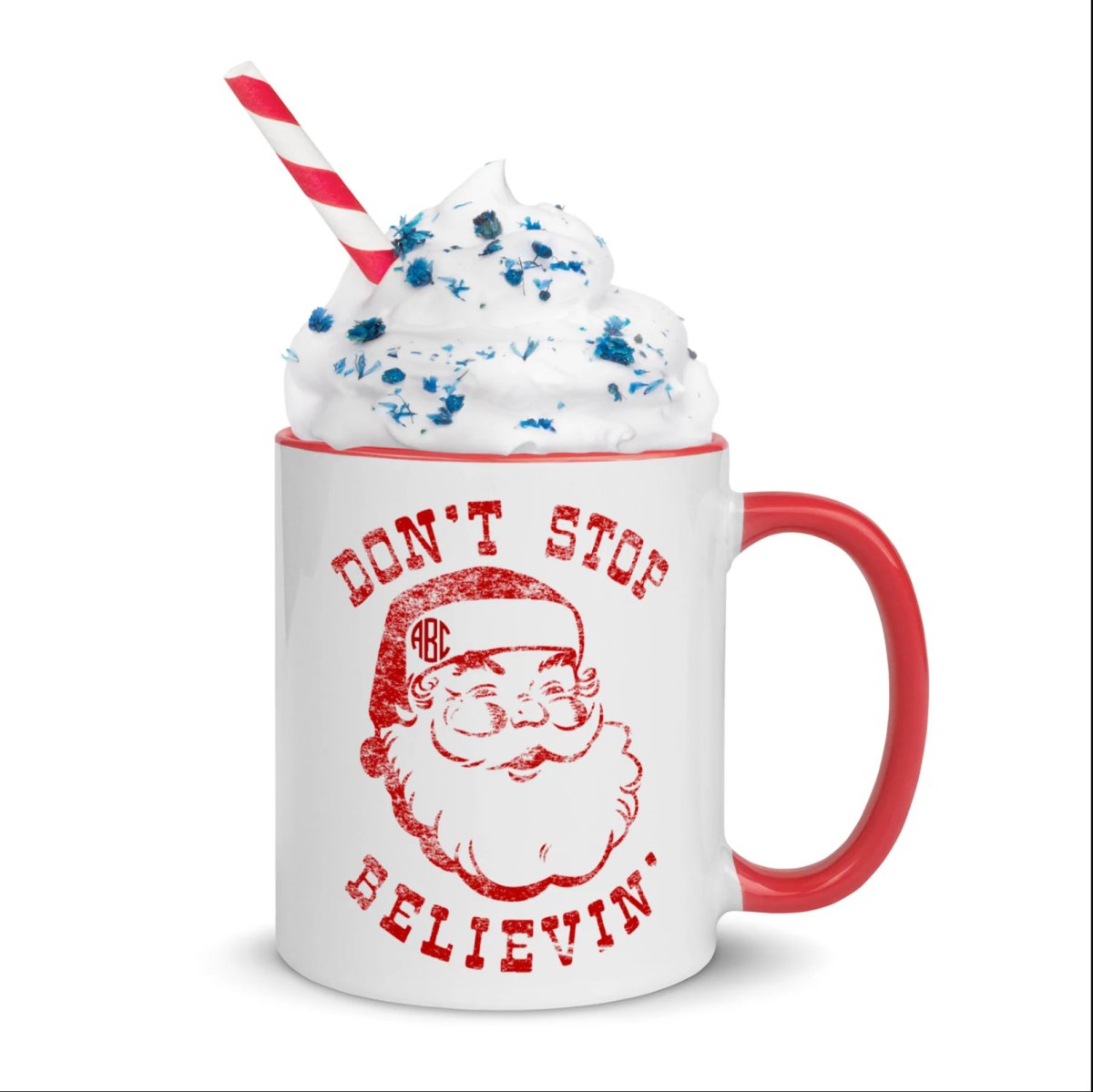 Monogrammed Santa Don't Stop Belieivin' Mug - United Monograms