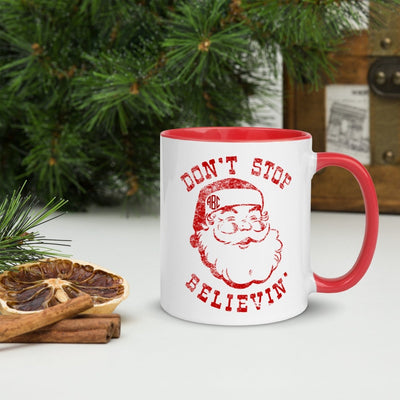 Monogrammed Santa Don't Stop Belieivin' Mug - United Monograms