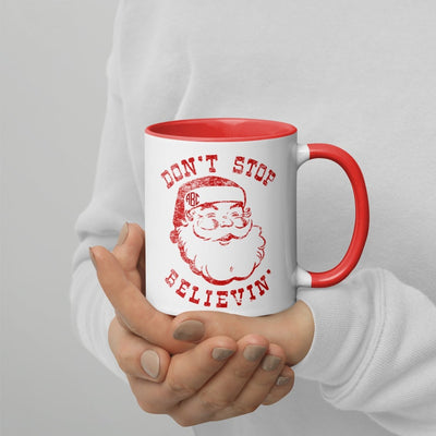 Monogrammed Santa Don't Stop Belieivin' Mug - United Monograms