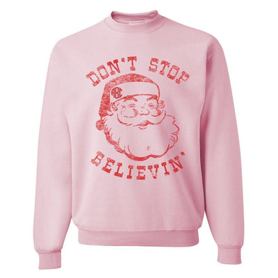 Monogrammed Santa Don't Stop Believin' Crewneck Sweatshirt - United Monograms