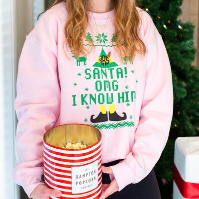 Monogrammed 'Santa, OMG I Know Him' Crewneck Sweatshirt - United Monograms