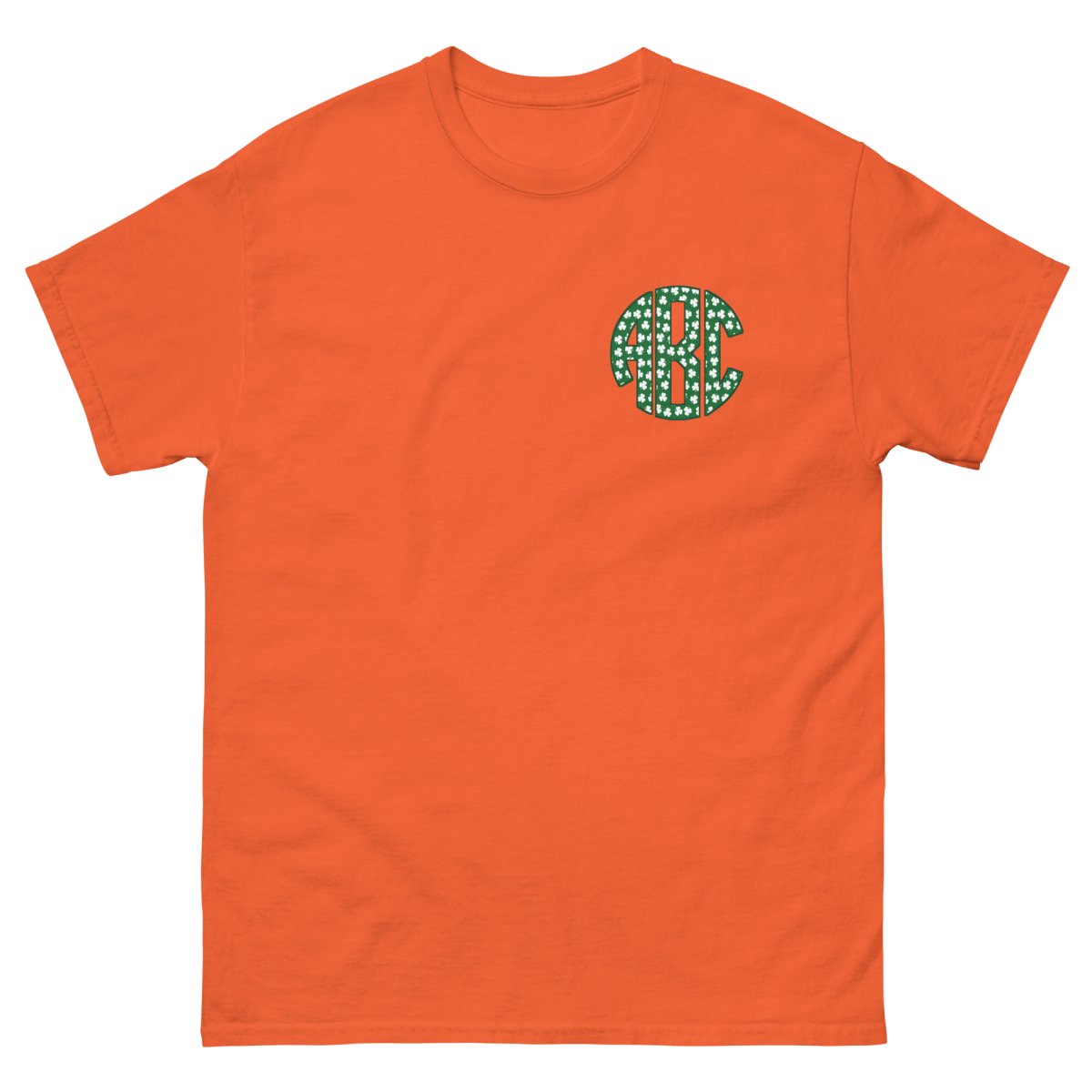 Monogrammed 'Shamrock Pattern' Big Print Basic T-Shirt - United Monograms