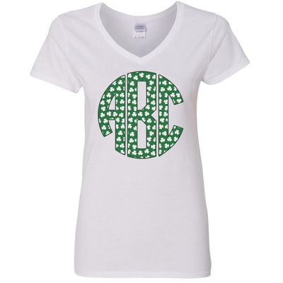 Monogrammed 'Shamrock Pattern' Big Print Vneck - United Monograms