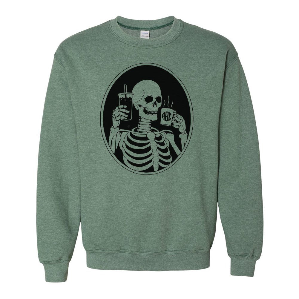 Monogrammed 'Skeleton Coffee' Crewneck Sweatshirt - United Monograms