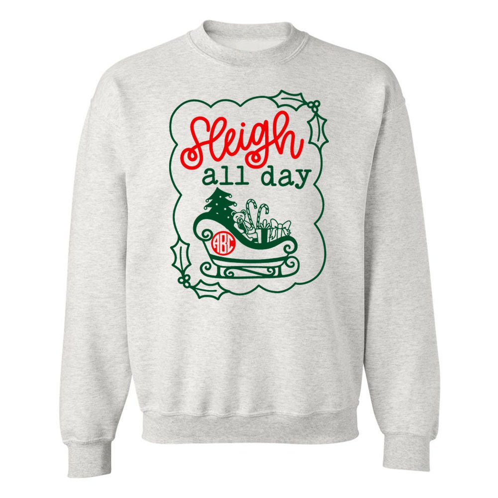 Monogrammed 'Sleigh All Day' Crewneck Sweatshirt - United Monograms