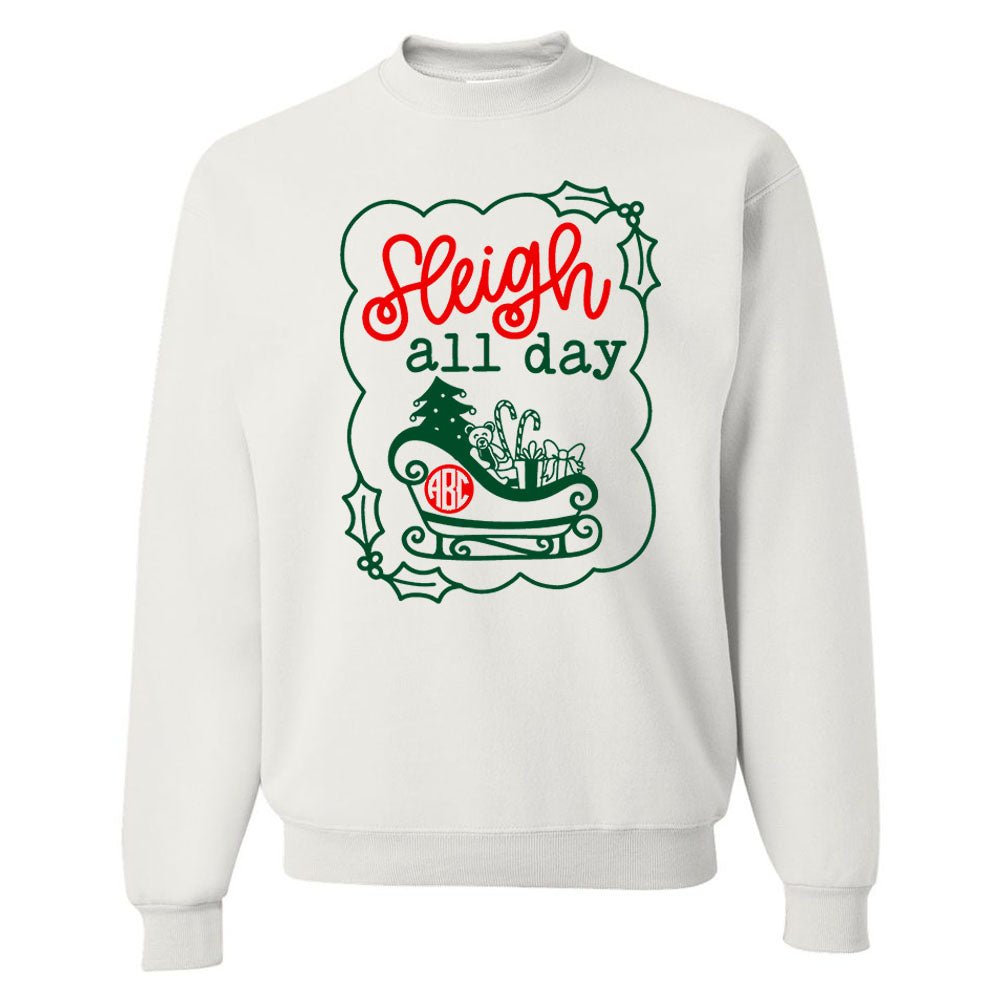 Monogrammed 'Sleigh All Day' Crewneck Sweatshirt - United Monograms