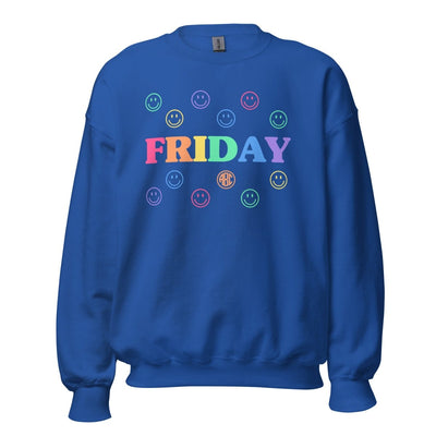 Monogrammed 'Smile, It's Friday' Crewneck Sweatshirt - United Monograms