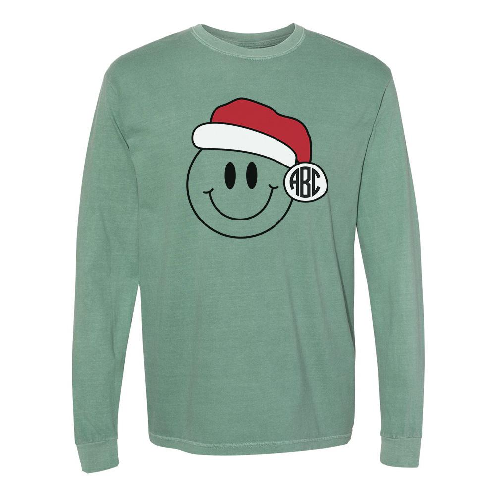 Monogrammed 'Smiley Santa' Long Sleeve T-Shirt - United Monograms