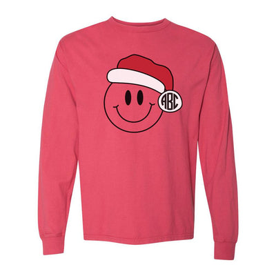 Monogrammed 'Smiley Santa' Long Sleeve T-Shirt - United Monograms