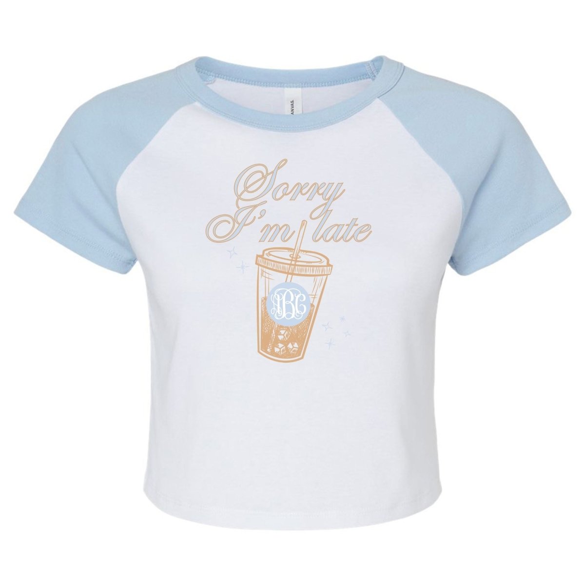 Monogrammed 'Sorry I'm Late' Raglan Baby Tee - United Monograms