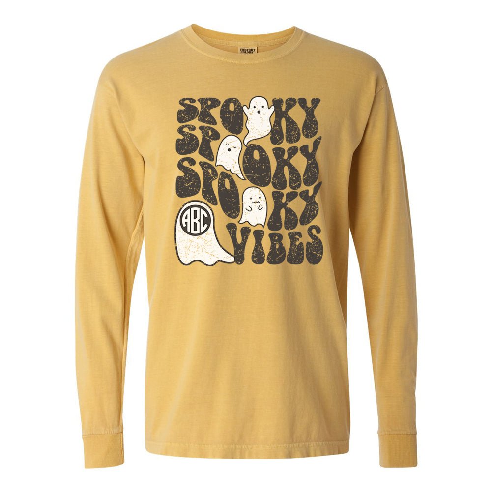 Monogrammed 'Spooky Vibes' Long Sleeve T-Shirt - United Monograms