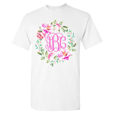 Monogrammed 'Spring Flowers' Basic T-Shirt - United Monograms