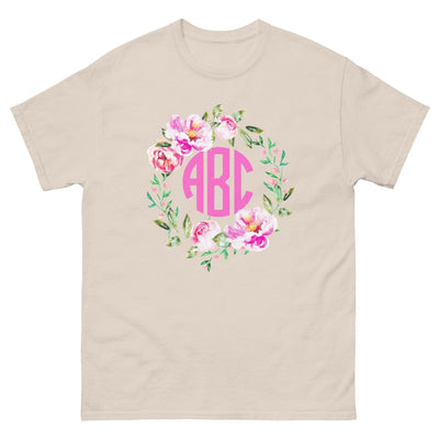 Monogrammed 'Spring Flowers' Basic T-Shirt - United Monograms