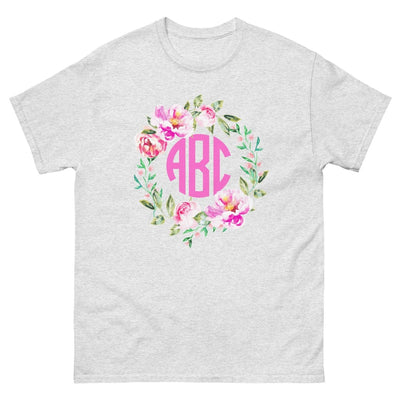 Monogrammed 'Spring Flowers' Basic T-Shirt - United Monograms