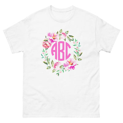 Monogrammed 'Spring Flowers' Basic T-Shirt - United Monograms