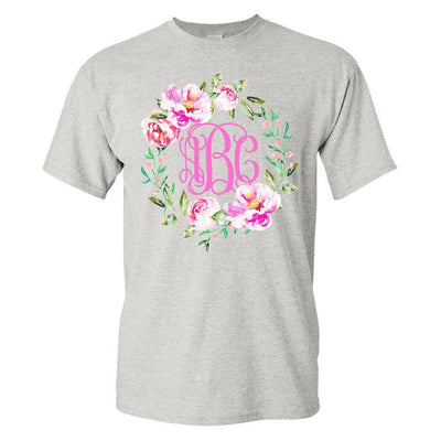 Monogrammed 'Spring Flowers' Basic T-Shirt - United Monograms