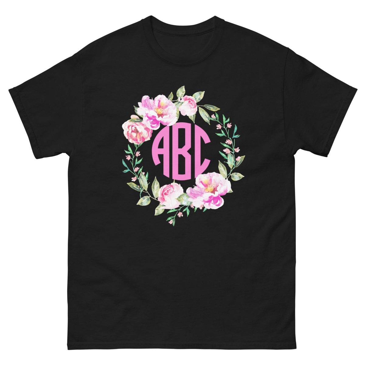 Monogrammed 'Spring Flowers' Basic T-Shirt - United Monograms