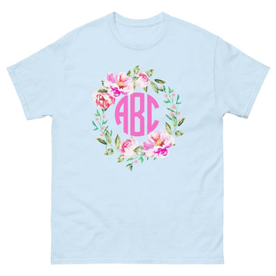 Monogrammed 'Spring Flowers' Basic T-Shirt - United Monograms