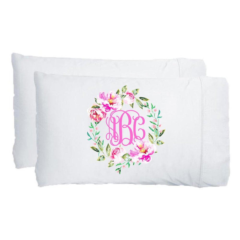 Monogrammed 'Spring Flowers' Pillowcase Set - United Monograms