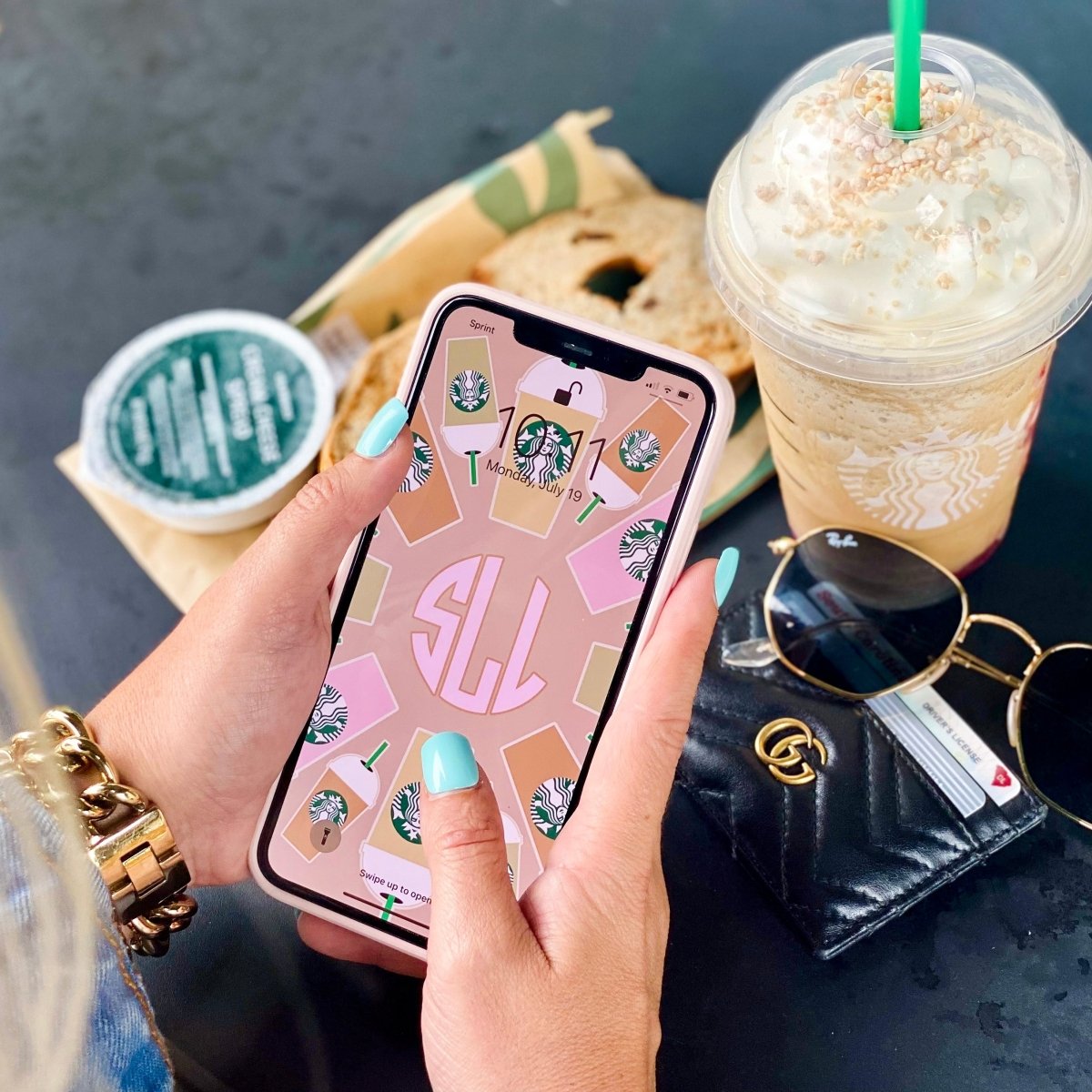 Monogrammed 'Starbies Fall Vibes' Phone Wallpaper - United Monograms