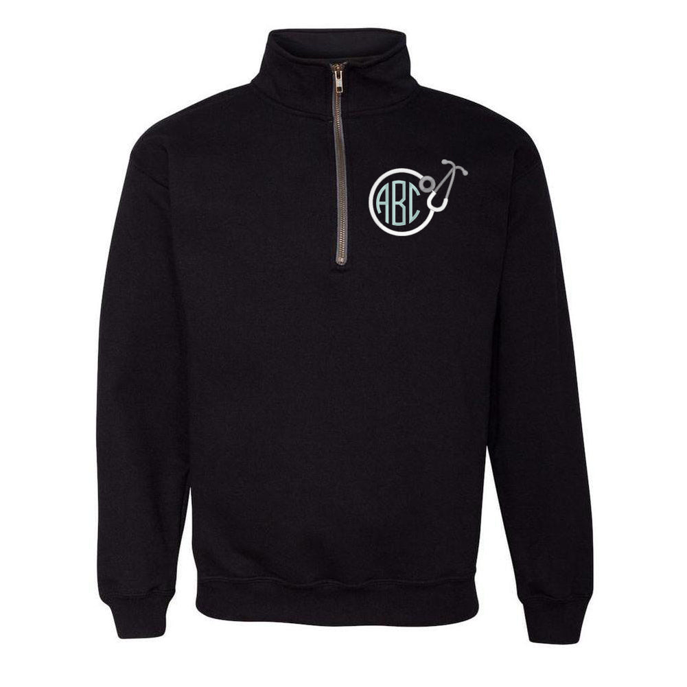 Monogrammed Stethoscope Quarter Zip Sweatshirt - United Monograms