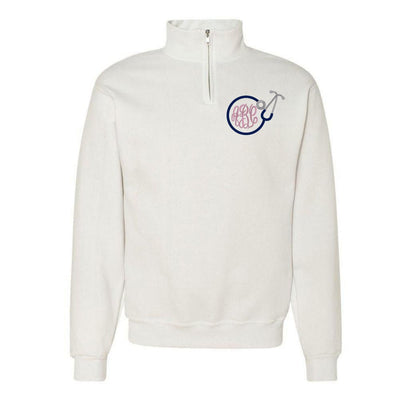 Monogrammed Stethoscope Quarter Zip Sweatshirt - United Monograms