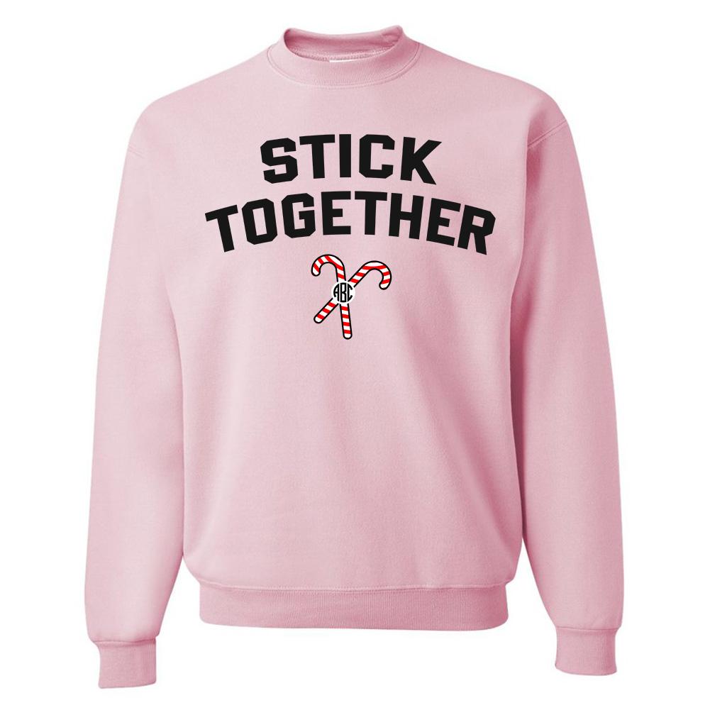 Monogrammed 'Stick Together' Candy Canes Sweatshirt - United Monograms