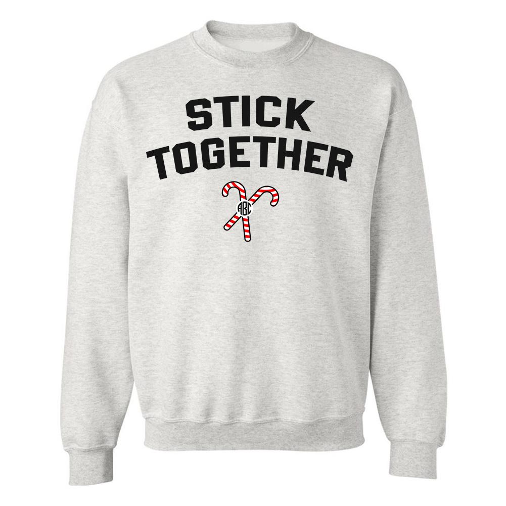 Monogrammed 'Stick Together' Candy Canes Sweatshirt - United Monograms