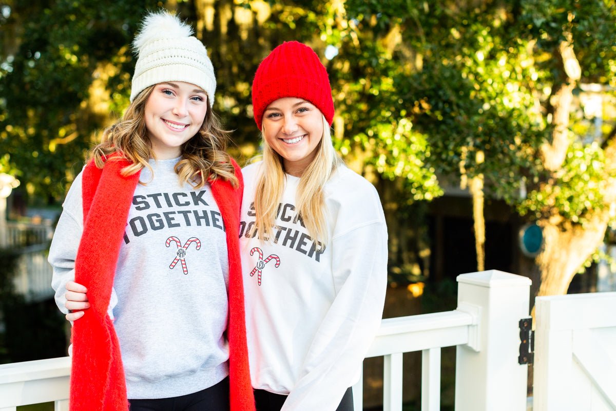 Monogrammed 'Stick Together' Candy Canes Sweatshirt - United Monograms