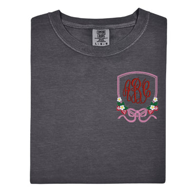 Monogrammed 'Strawberry Bow Crest' T-Shirt - United Monograms