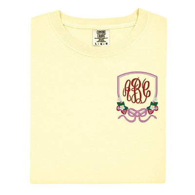 Monogrammed 'Strawberry Bow Crest' T-Shirt - United Monograms