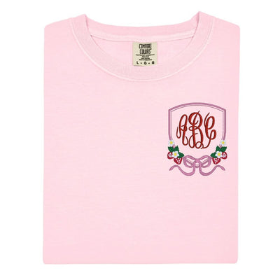 Monogrammed 'Strawberry Bow Crest' T-Shirt - United Monograms