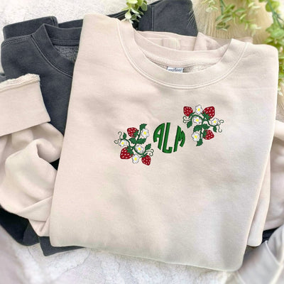 Monogrammed 'Strawberry Fields' Cozy Crew - United Monograms