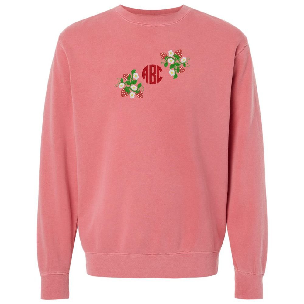 Monogrammed 'Strawberry Fields' Cozy Crew - United Monograms