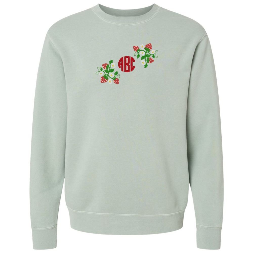 Monogrammed 'Strawberry Fields' Cozy Crew - United Monograms