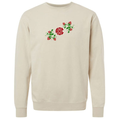 Monogrammed 'Strawberry Fields' Cozy Crew - United Monograms