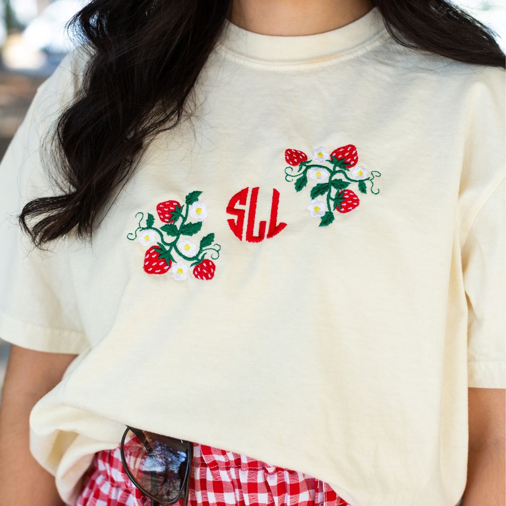 Monogrammed 'Strawberry Fields' T-Shirt - United Monograms