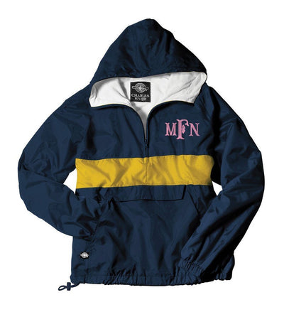 Monogrammed Striped Pullover Rain Jacket - United Monograms